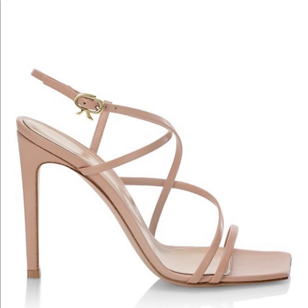 Gianvitto Rossi crisscross strap leather stiletto sandal in peach